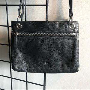 Margot New York black leather crossbody purse bag